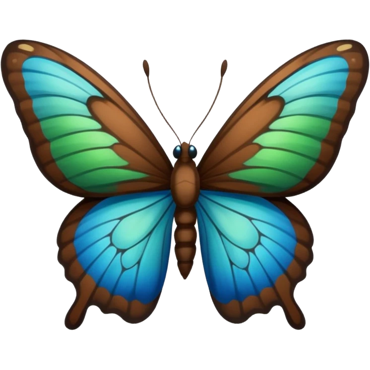 🦋 թևերի եզրերը լինի կապույտ, կանաչ թևերով, մարմնին միանալու հատվածը շագանակագույն, սև մարմնով  emoji