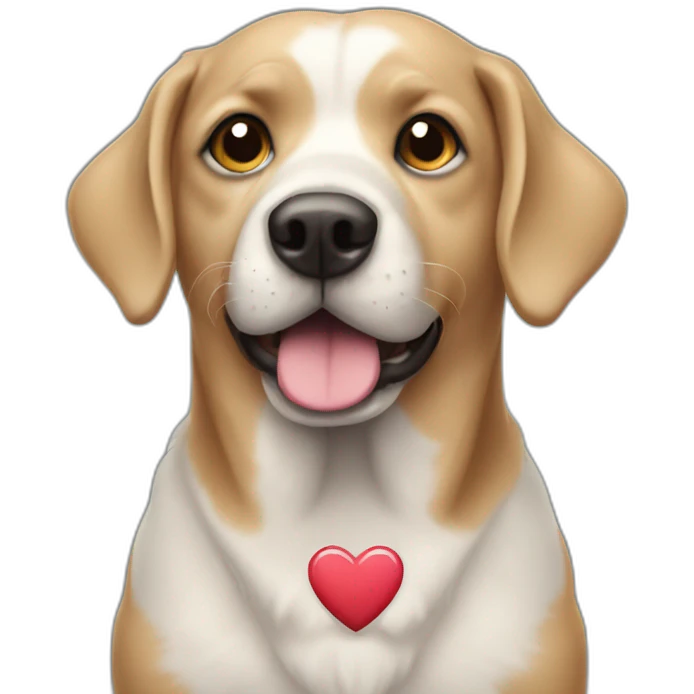 a dog with heart eyes looking at dollar emoji