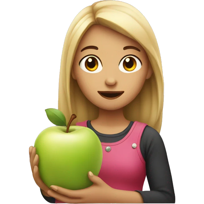 Girl eating a apple emoji
