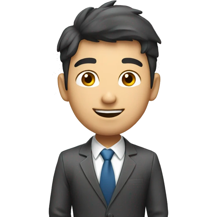 asian guy professional, with marketing chart, looking confident emoji