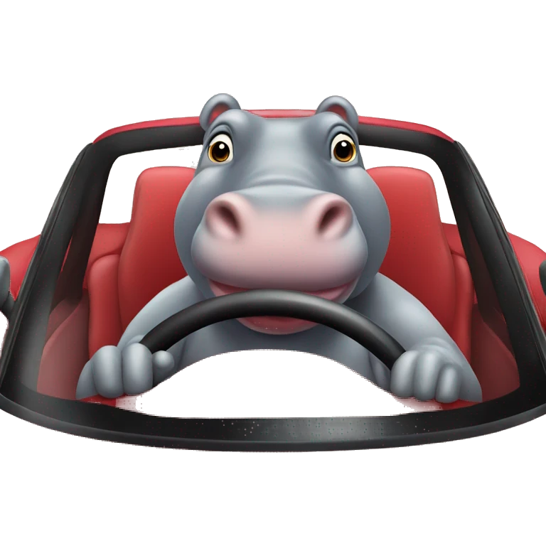 Hippo driving a Ferrari emoji