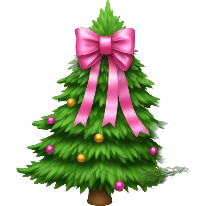 Christmas tree with pink bow emoji