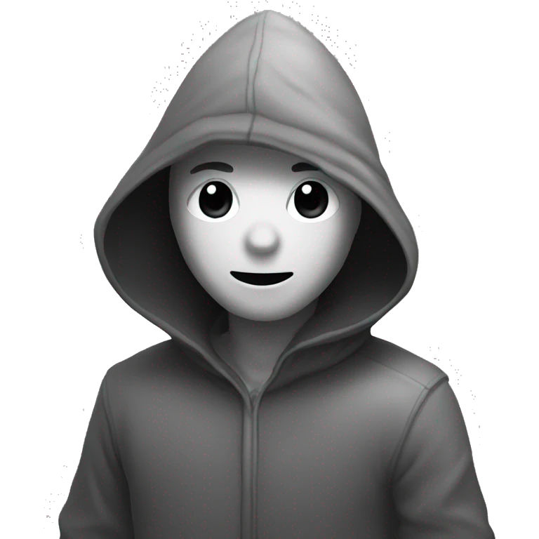 grayscale mysterious hooded boy in gloves emoji