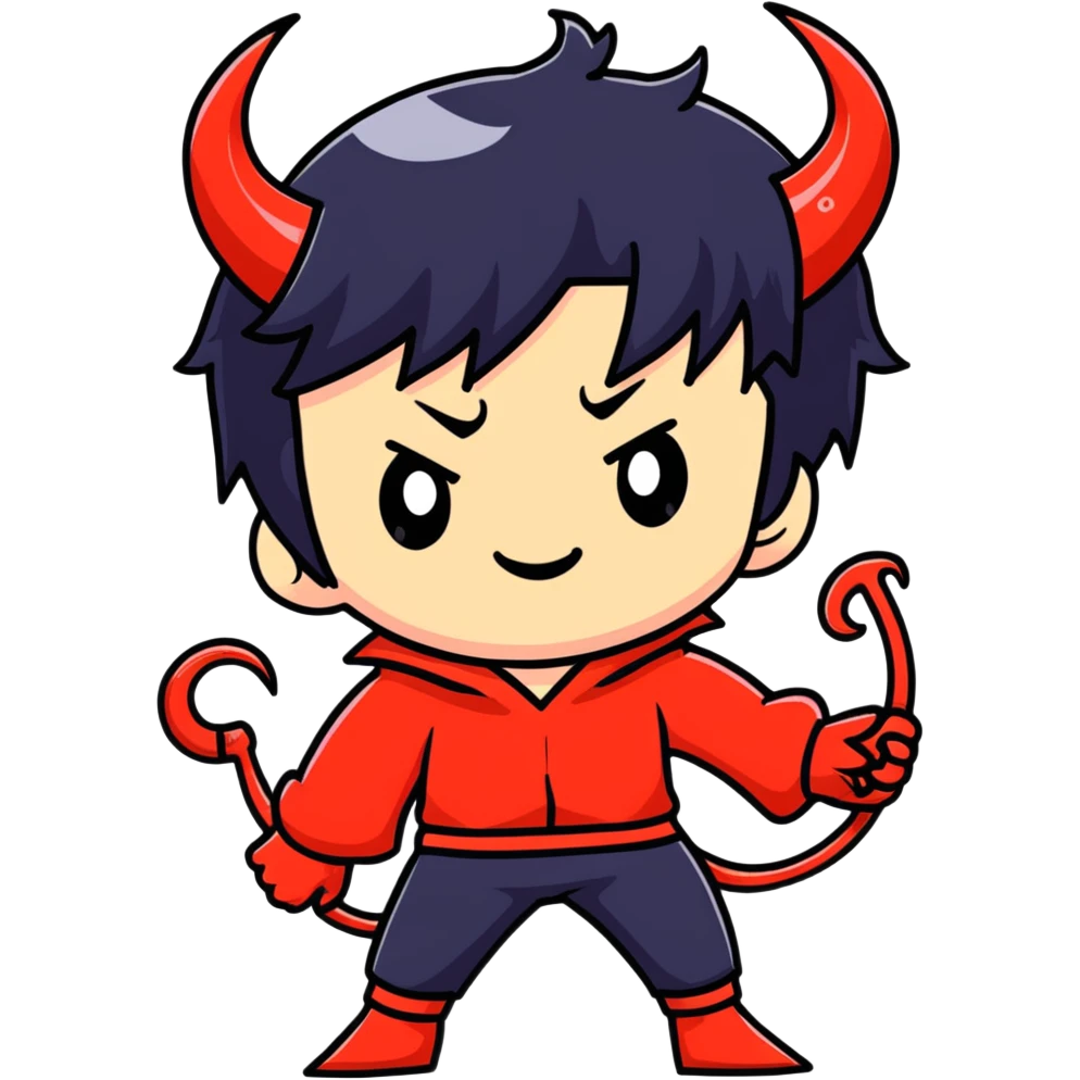 Cool anime devil boy with black hair emoji