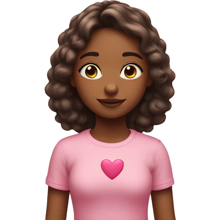 short-medium girl making a heart with her hands and pink hearts around her and she has eyes of pink hearts emoji