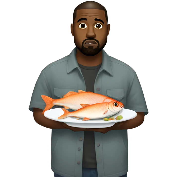 Kanye west holding a plate of fish emoji
