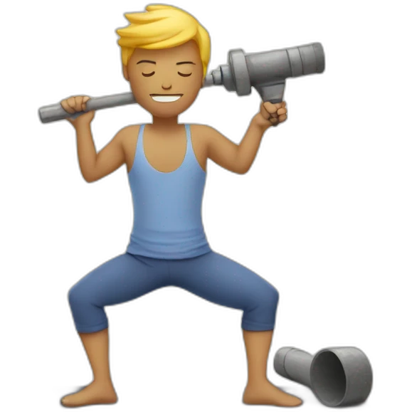 Man doing yoga with a jackhammer emoji