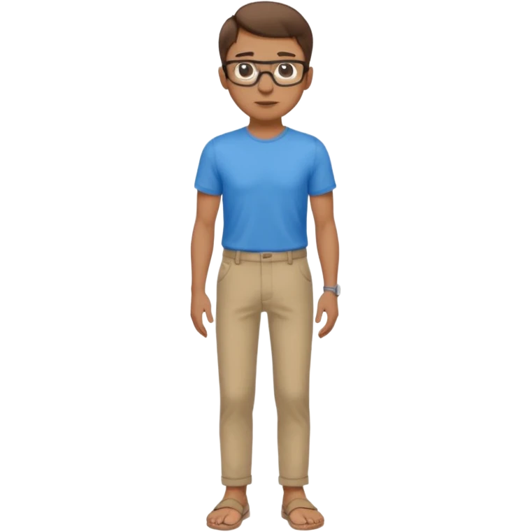 homme l'air cool taille moyenne corpulence maigre cheveux chatain court yeux bleus lunettes photo de pieds en pantalon  emoji