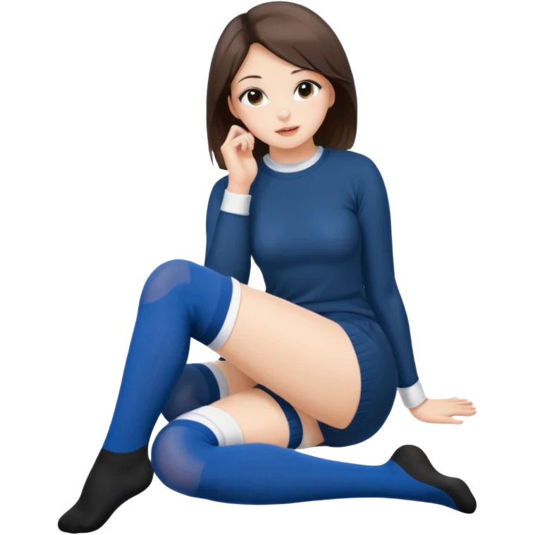 Cute girl thigh high socks sitting legs out, sexy emoji