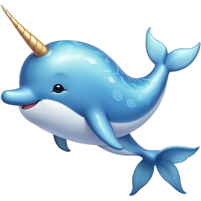 Beautiful and Majestic Cute Narwhal Portrait Emoji, Head and body rendered in serene repose with a gentle, radiant smile, showcasing a streamlined, graceful form adorned with a luminous spiraled tusk and peacefully closed eyes, Simplified yet exquisitely endearing features, highly detailed, glowing with a soft, majestic ocean light, high shine, serene and utterly enchanting, stylized with an air of magical marine splendor, soft glowing outline, capturing the essence of a beautiful and majestic cute narwhal that embodies the quiet wonder of the deep blue! emoji