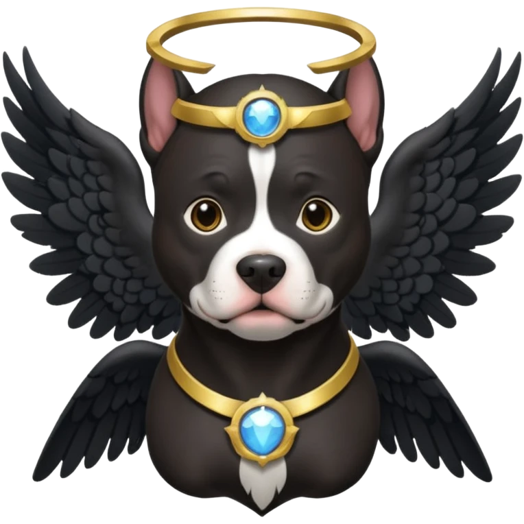 Black pitbull with wings and halo emoji