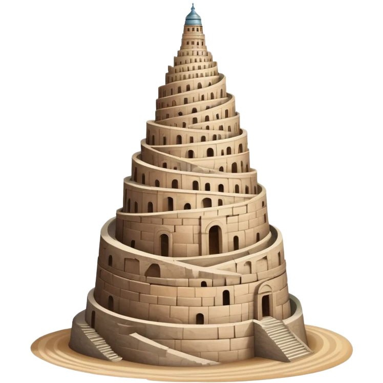 Tower of Babel, spiraling ancient tower reaching to the sky emoji