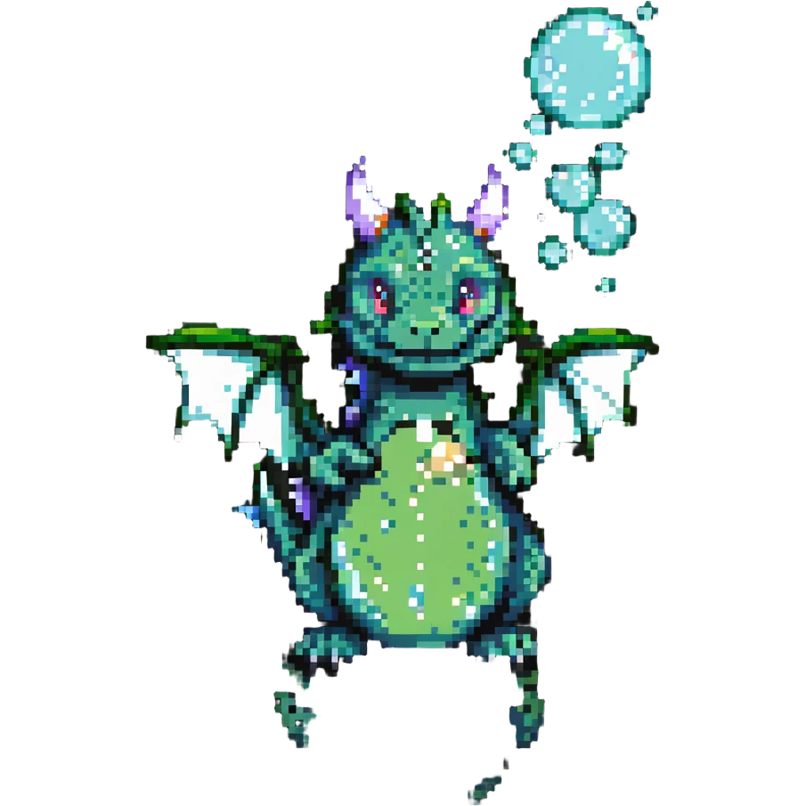 small green dragon shooting bubbles emoji