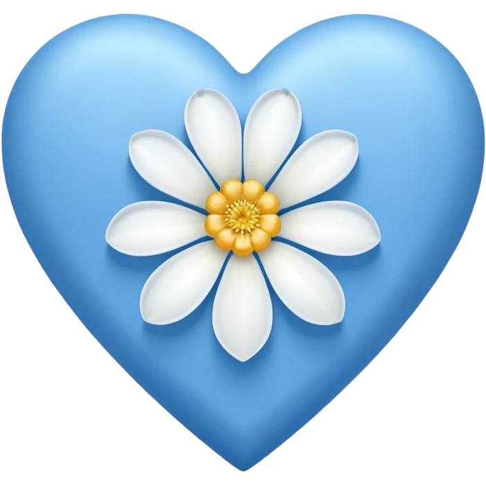 blue heart with one white flower emoji