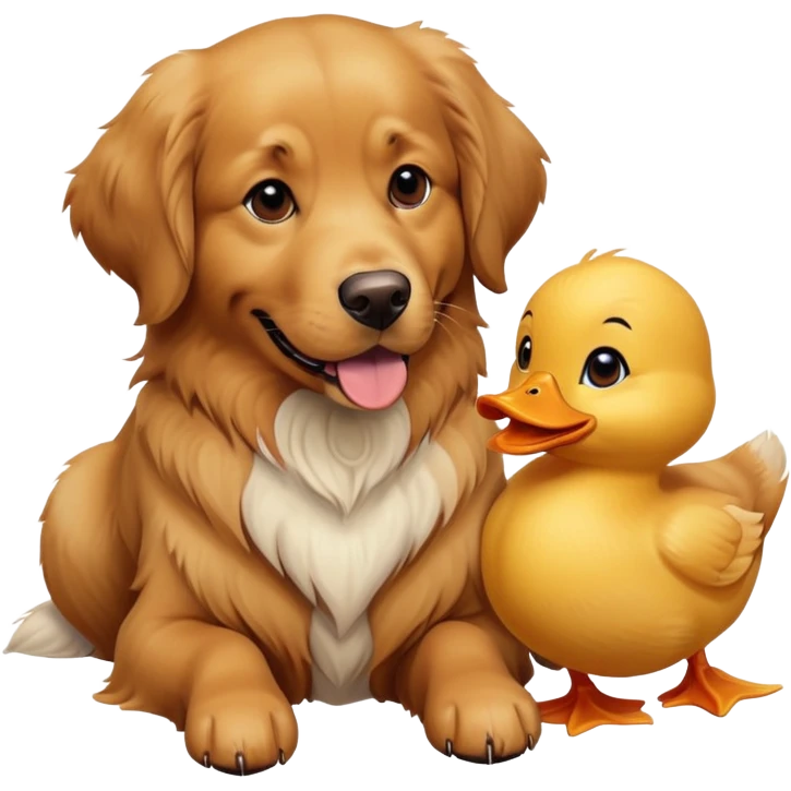 Brown dog with a duck emoji