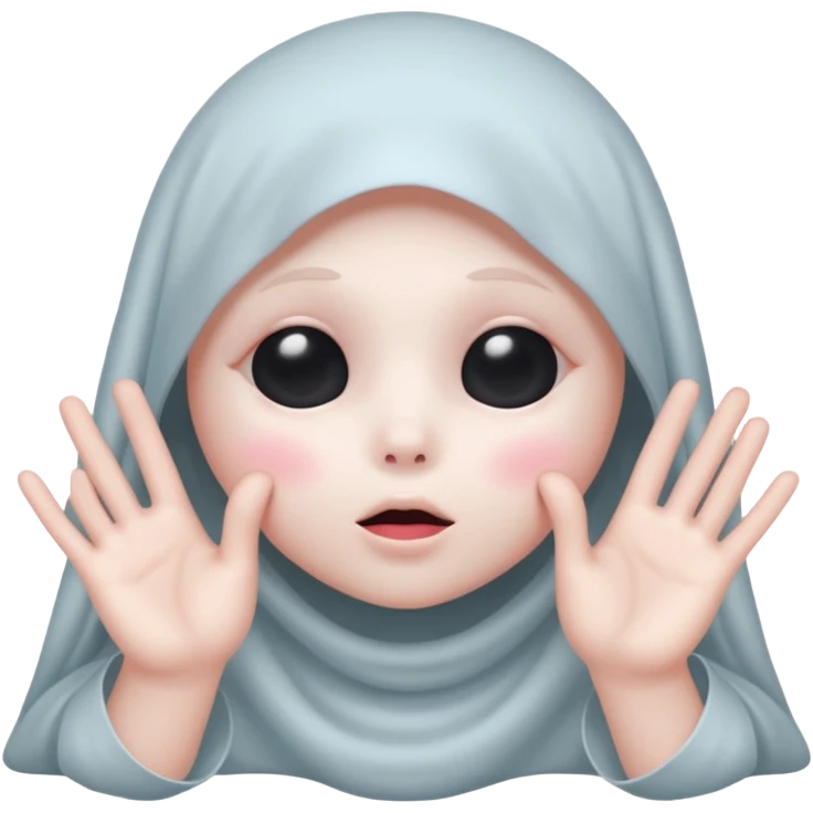 Okay those are wonderful, now make the ghost cover his eyes with cute little hands. Make sure the blush and the cuteness is retained emoji