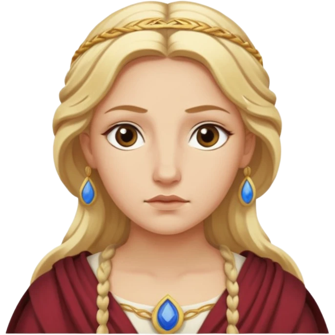 Metis The blonde pre-Olympian goddess of wisdom, counsel, and deep thought. She was the first wife and advisor of Zeus and the mother of Athena, the later goddess of wisdom. Her name connoted "cunning intelligence," a quality highly valued in Greek heroes like Odysseus. 
 emoji