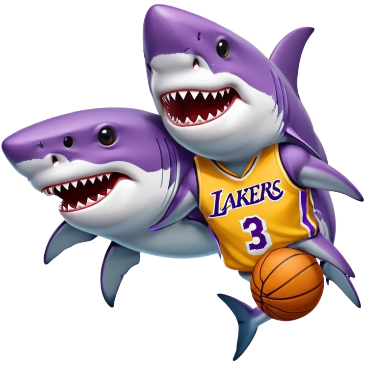 Great white sharks in laker basketball jerseys emoji