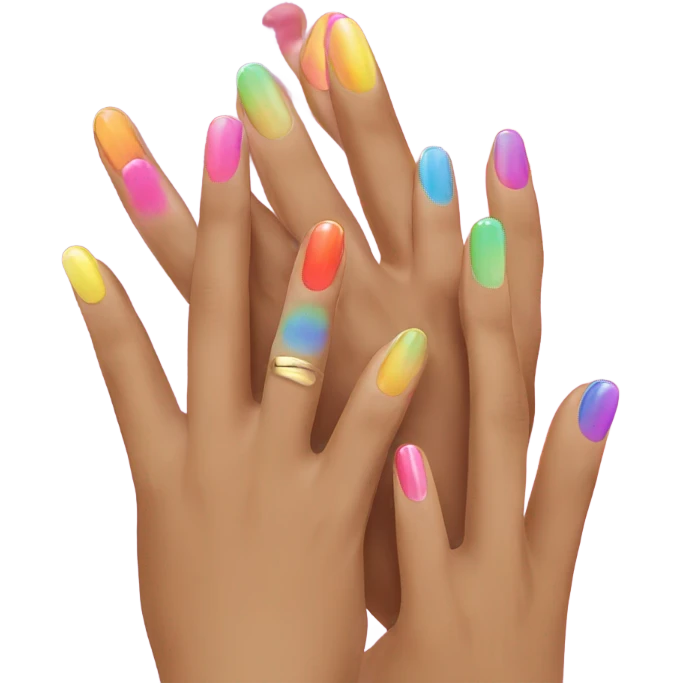 2 hands with rainbow nails emoji