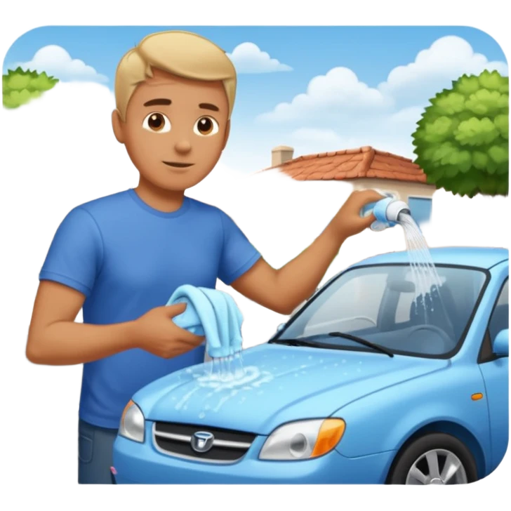 man washing a car on the street emoji