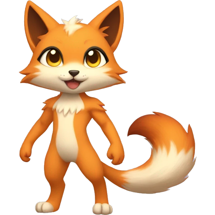 a anthro chibi-style cat-fox-Fakémon-hybrid full body emoji