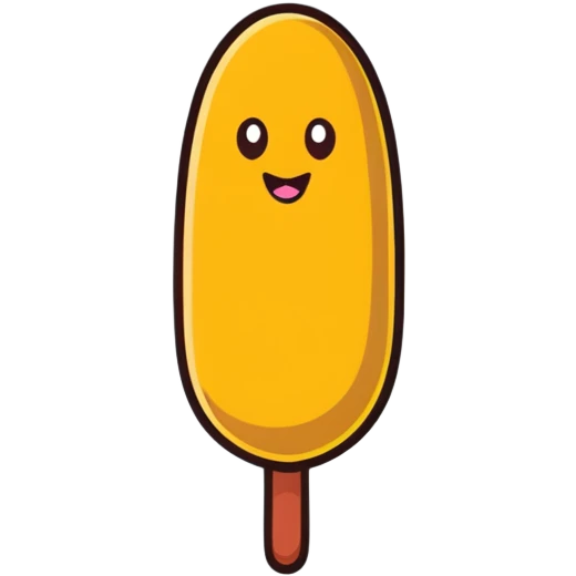 Korean corn dog, cartoonish sticker style, fun emoji