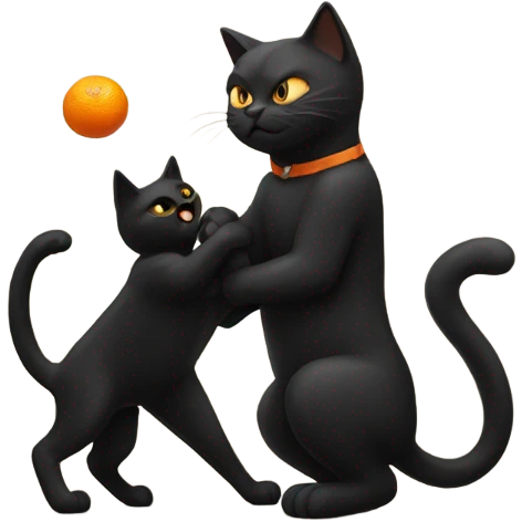 Black cat fighting orange cat emoji