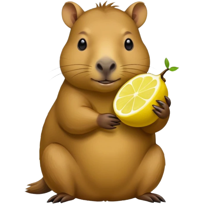 Capybara  holding  lemon emoji