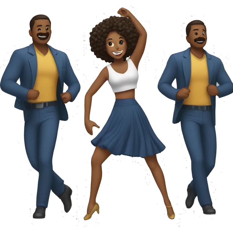 Mujer bailando con hombres  emoji