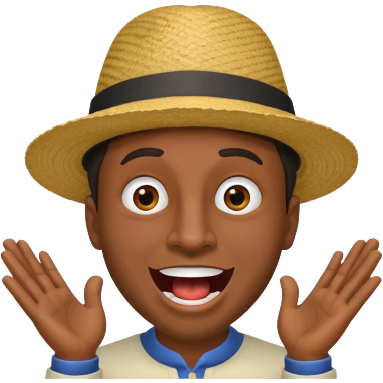 homme créole réunionnais  étonné  bouche ouverte avec chapeau emoji