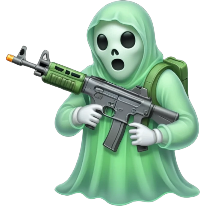 Призрак зеленый с автоматом emoji