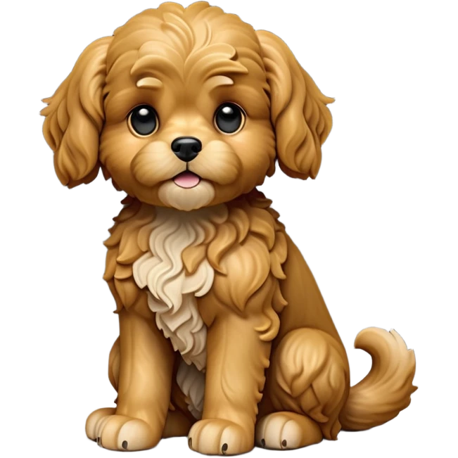 cinematic-[cavoodle dog]-realistic-full-body-sitting-emoji,-tail-resting-loosely-beside-its-paws,-head-tilted-dramatically,-wavy-[solid golden]-fur,-simplified-yet-realistic-focused-features,-highly-detailed,-glowing-with-an-almost-sarcastic-glow emoji