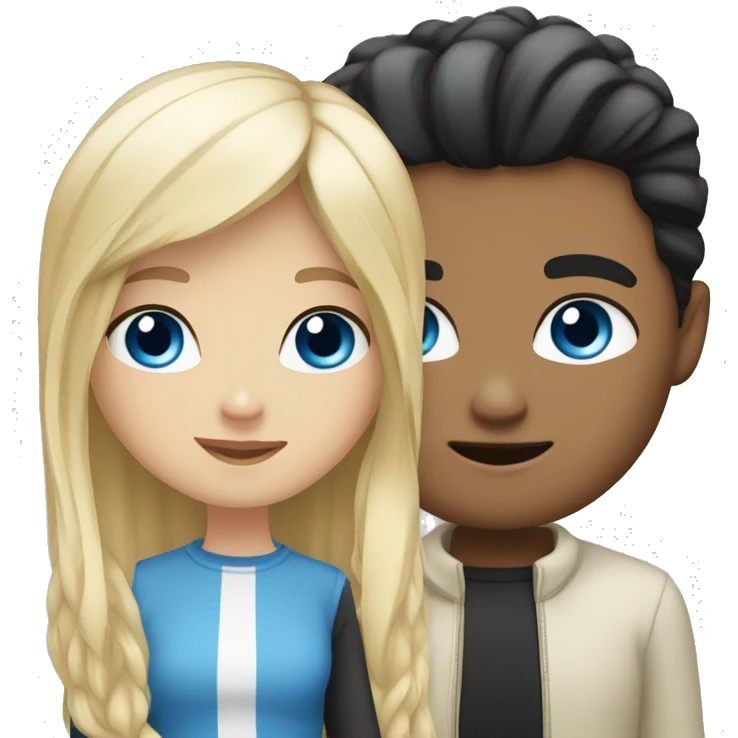 blonde hair and blue eyes girl next to black hair white boyfriend emoji