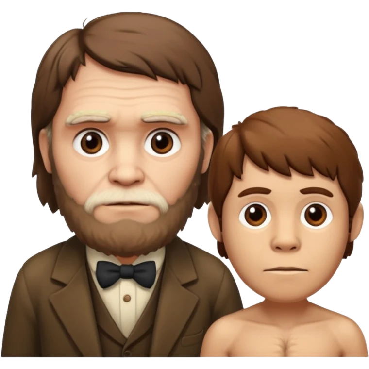 Charles Darwim atanding next to a Neandertal. emoji