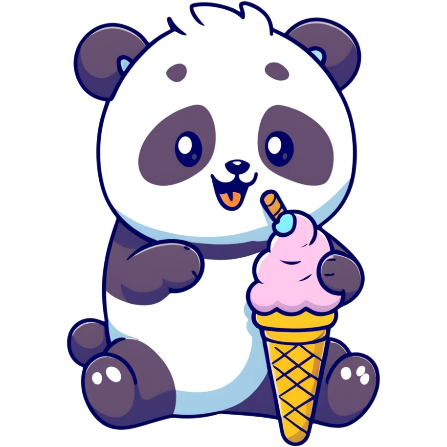 Panda eating ice cream emoji