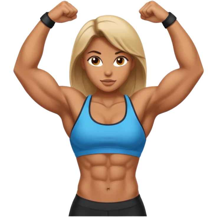 an extremely muscular girl with strong abs emoji