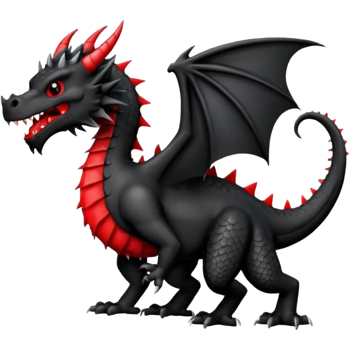 black Welsh dragon with spiked tail, heraldic style emoji