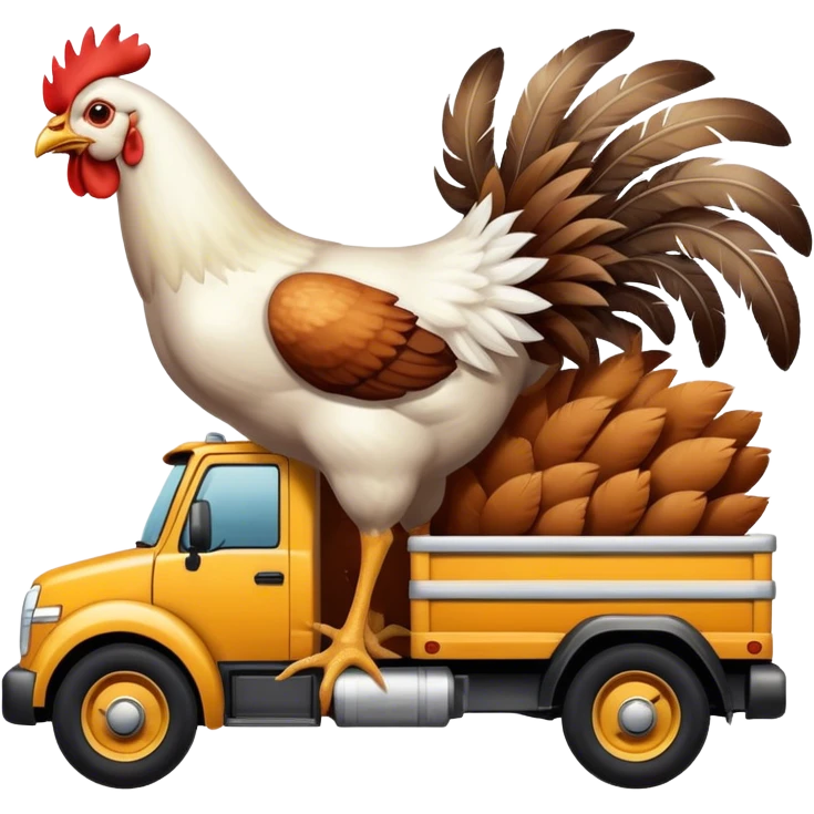 Chicken riding under a truck emoji