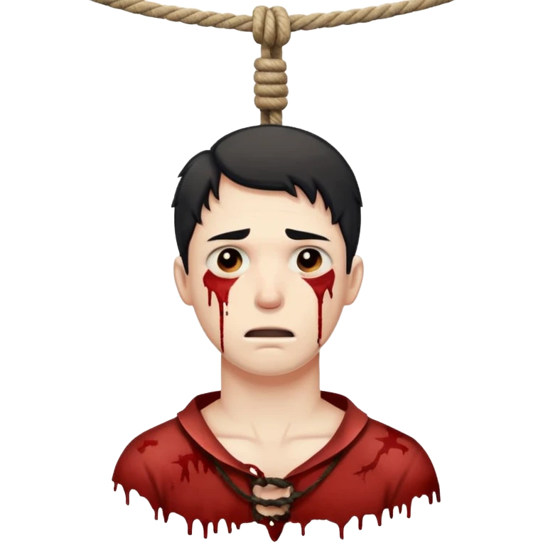 A man's neck hanging in a rope and suicide  emoji