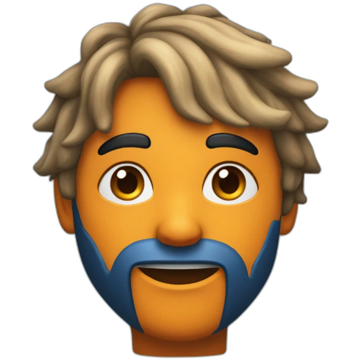 Un mec noir avec des cheveux de couleur bleu dégradé orange moutard sur le visage des symboles doré. Des cornes de bélier orange moutard emoji