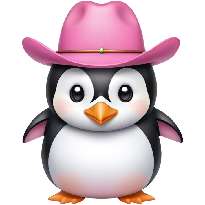 penguin with pink cowboy hat  emoji