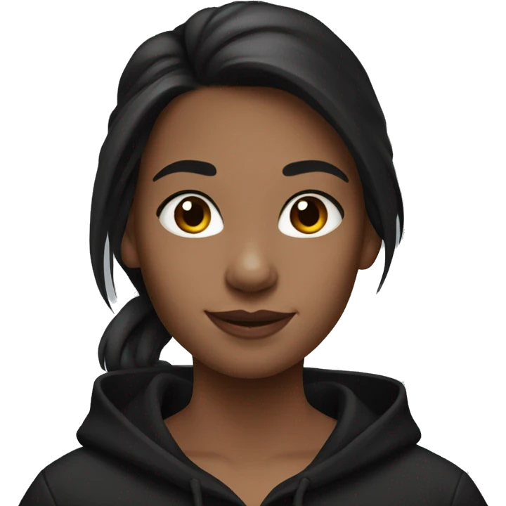 Girl with Dark brown hair and black hoodie and AirPods  emoji