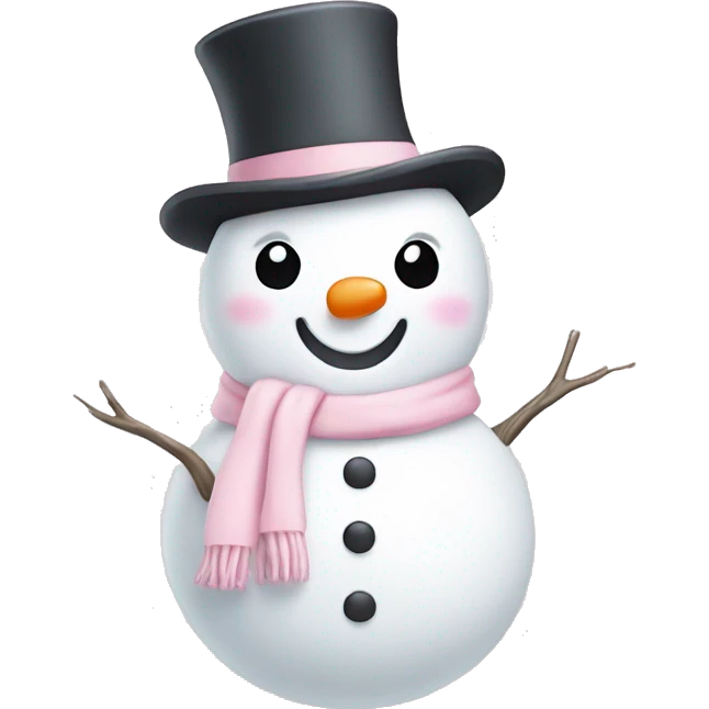Cute white and light pink snowman emoji