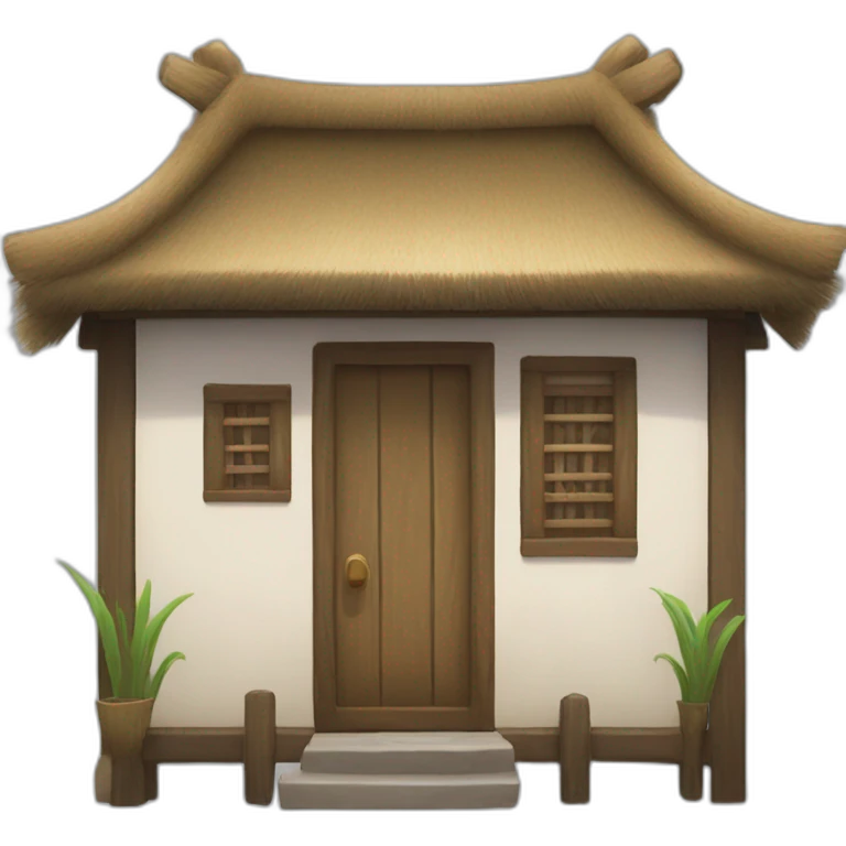 emoji of the front facade of a Chinese-style village hut with a thatched or reed roof emoji