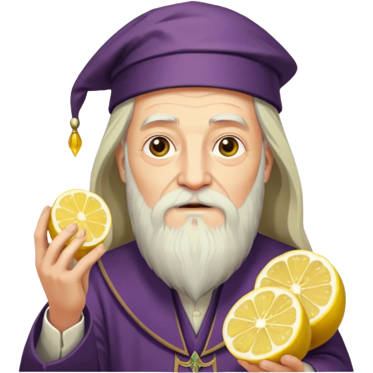 Dumbledore with Lemon halves slices in his hands emoji