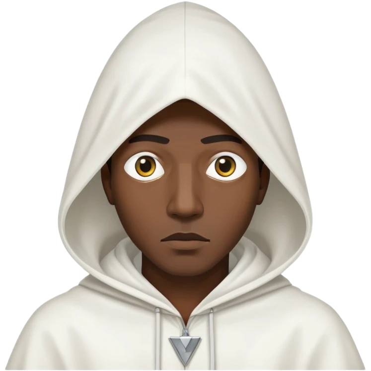 Black man wearing a triangular white hood with only eye holes emoji