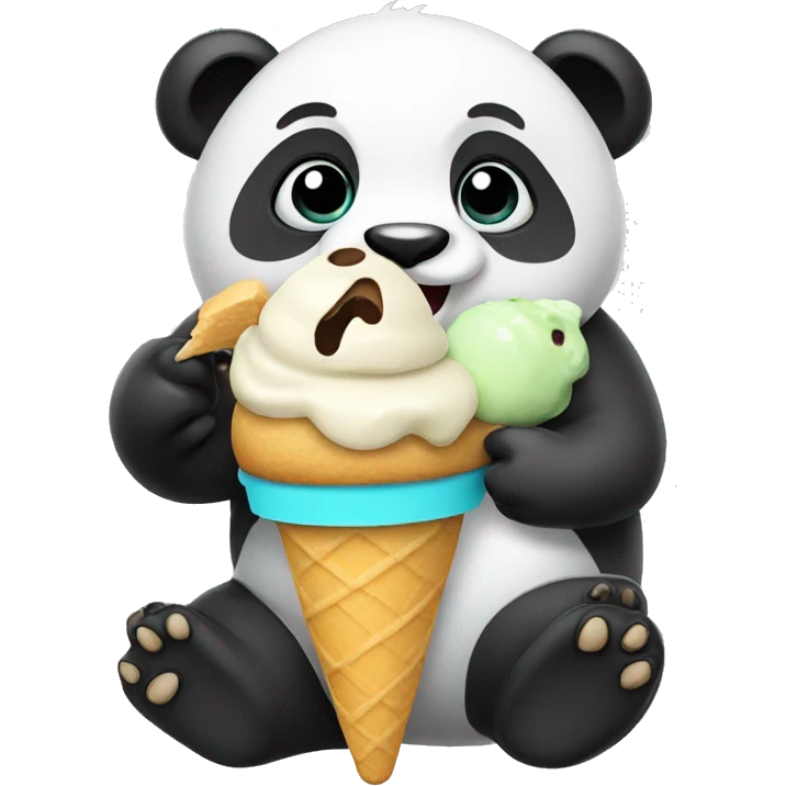 Panda eating ice cream emoji
