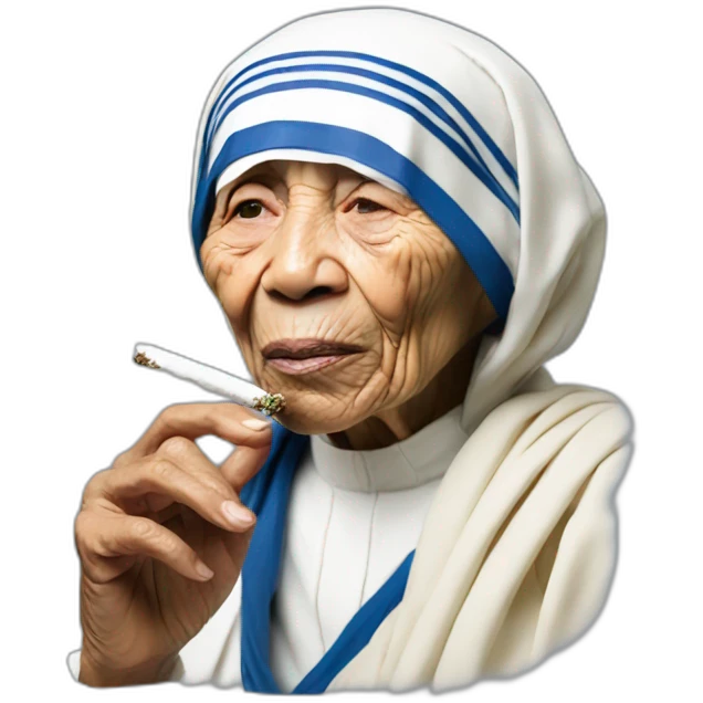 mother theresa smoking weed emoji