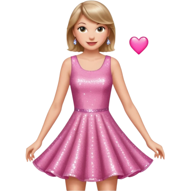 Taylor Swift smile in a sparkling pink dress emoji