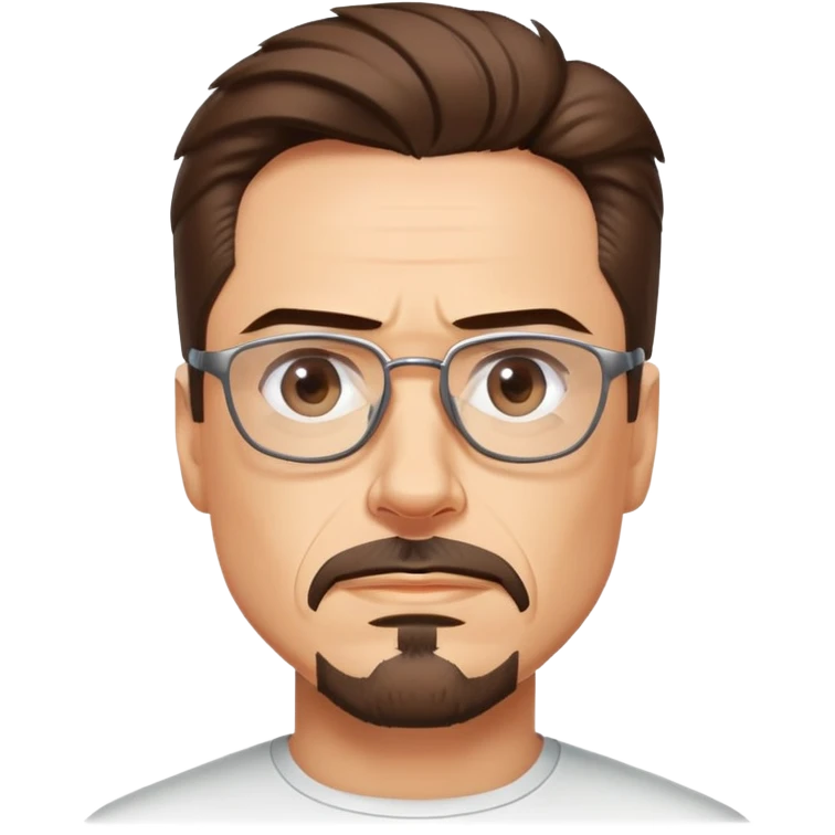 Tony Stark with glasses, goatee, and confident expression emoji